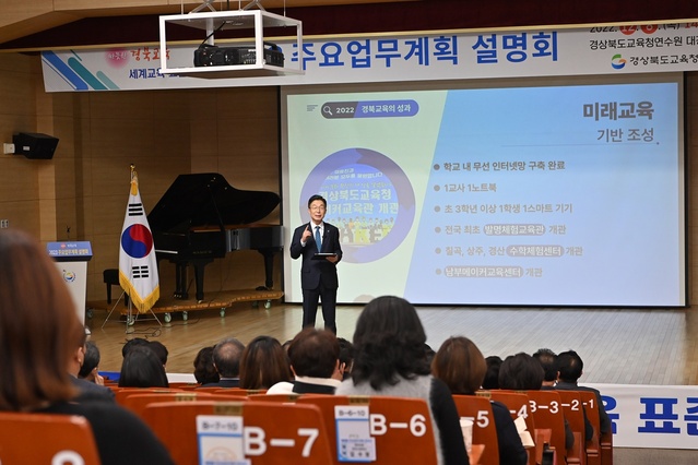 ▲ 경북교육청(교육감 임종식)은 8일 경상북도교육청연수원에서 ‘2023 주요업무계획 설명회’를 개최했다고 밝혔다.ⓒ경북교육청