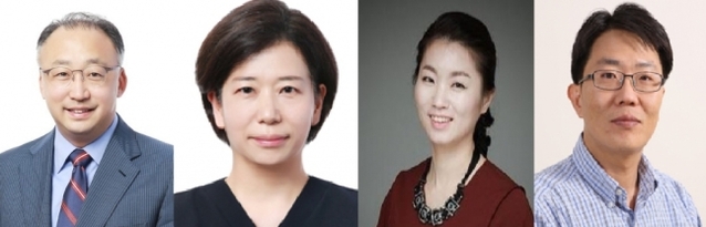 ▲ (왼쪽부터)법무팀장 김정욱 부사장, 임상4그룹장 백인영 상무, MS2그룹장 신지은 상무, ESG사무국 이기현 상무 ⓒ삼성바이오에피스