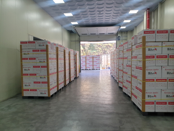 ▲ 충북원예농협은 충주사과 선적을 마치고 대만현지에서 조길형충주시장이 참석한 가운데 판촉전을 펼친다.ⓒ충주시