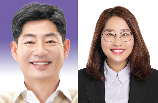 ▲ 같은 경산이 지역구인 차주식(왼쪽) 경북도의원과 박채아 의원.ⓒ경북도의회