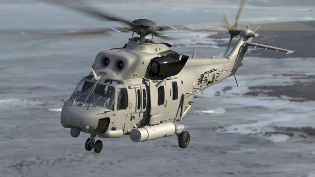 ▲ 레이저기뢰탐색장비를 장착한 소해헬기.ⓒKAI