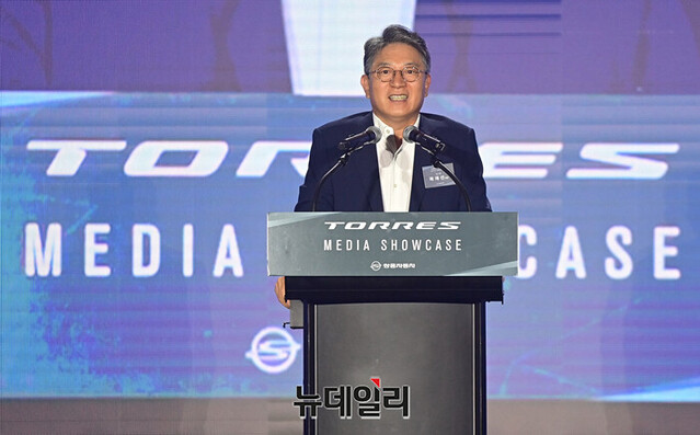 ▲ 쌍용차는 올해 KG그룹에 매각되면서 경영정상화의 기반을 마련했다. 곽재선 KG그룹 회장이 발언하는 모습. ⓒ뉴데일리DB