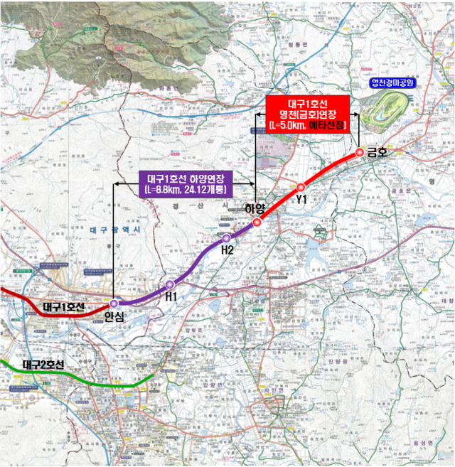▲ 경상북도는 27일 대구도시철도1호선 하양~영천(금호)연장 사업이 기획재정부 재정사업평가위원회 심의에서 올해 4분기 예비타당성조사 대상사업으로 최종 선정됐다고 밝혔다.ⓒ경북도