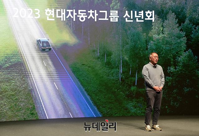 ▲ 정의선 현대차그룹 회장은 지난 3일 신년회에서 전동화 전략에 대해 강조했다. ⓒ뉴데일리DB