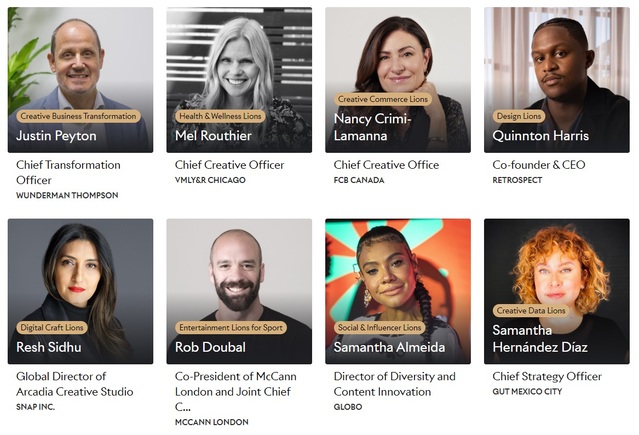 ▲ 2023 칸 라이언즈 부문별 심사위원장. ⓒCannes Lions