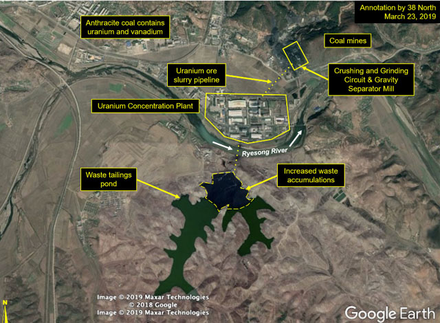 ▲ 지난 2019년 8월 '38노스'가 공개한 북한 황해북도 평산 우라늄 광산의 위성사진. ⓒ38노스 관련 보고서 화면캡쳐