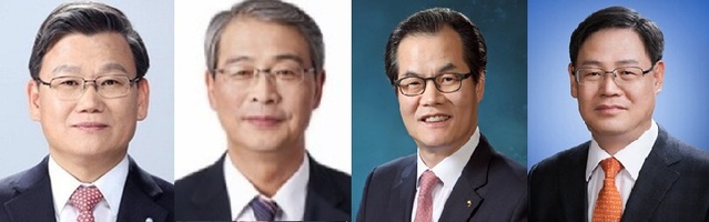 ▲ (왼쪽부터)이원덕 우리은행장, 임종룡 전 금융위원장, 이동연 전 우리FIS 사장, 신현석 우리 아메리카 법인장ⓒ뉴데일리