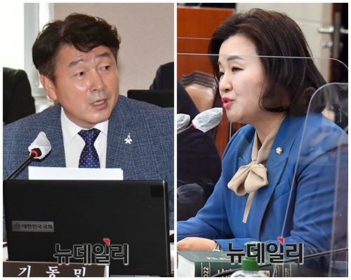 ▲ 기동민 더불어민주당 의원(왼쪽)과 이수진(비례) 의원 ⓒ이종현 기자