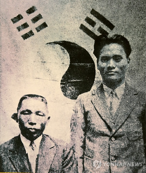 ▲ 거사전 윤봉길과 김구.ⓒ독립기념관
