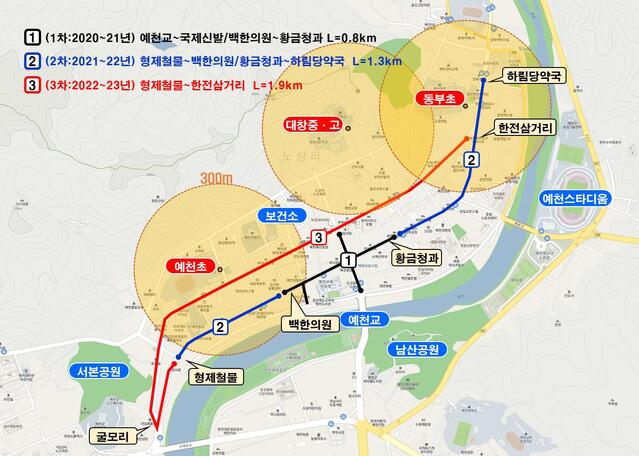 ▲ 전선지중화 위치도.ⓒ예천군