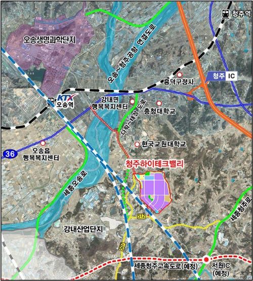 ▲ 청주시 강내면 일원 하이테크밸리 위치도.ⓒ청주시