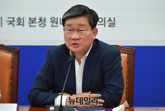 ▲ 전해철 더불어민주당 의원이 2022년 7월27일 국회에서 열린 윤석열 정권 검경농단 저지 대책회의에서 발언을 하고 있다.ⓒ이종현 기자
