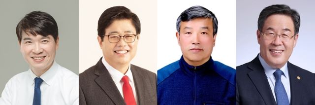 ▲ (왼쪽부터)더불어민주당 박한상 후보, 국민의힘 이상조 후보, 우리공화당 유근진 후보, 무소속 정우철 후보.(기호순)ⓒ상당구선거관리위원회