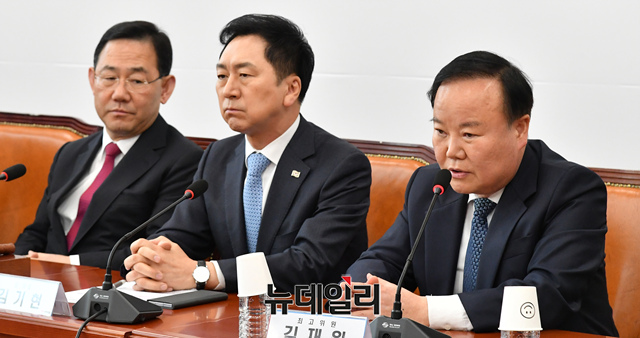 ▲ 김재원 국민의힘 최고위원 지난달 30일 오전 국회에서 열린 최고위원회의에 참석해 발언을 하고 있다.ⓒ이종현 기자