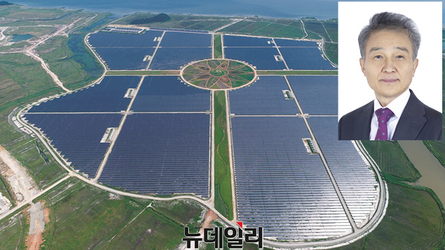 ▲ 솔라시도 태양광발전소와 올해 새로 영입된 '재생에너지' 전문가 박희장 부사장(작은 사진). ⓒ한양