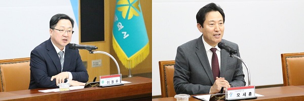 ▲ 이장우 대전시장과 오세훈 서울시장이 10일 주요 협력 사업의 효율적인 추진을 위해 실무협의회를 구성·운영하는 방안을 검토하기로 했다. 사진은 업무협약 체결 장면.ⓒ대전시