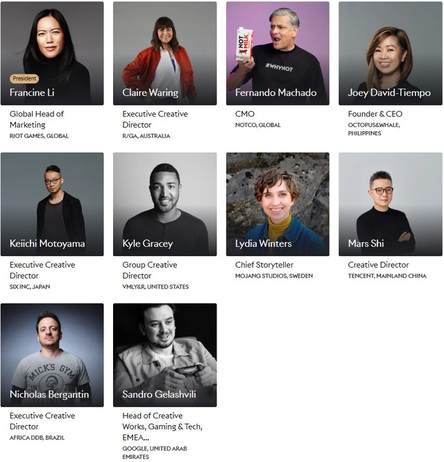 ▲ 엔터테인먼트 라이언즈 포 게이밍(Entertainment Lions for Gaming) 심사위원단. ⓒCannes Lions