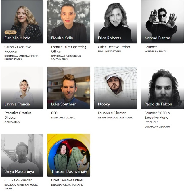 ▲ 엔터테인먼트 라이언즈 포 뮤직(Entertainment Lions for Music) 심사위원단. ⓒCannes Lions