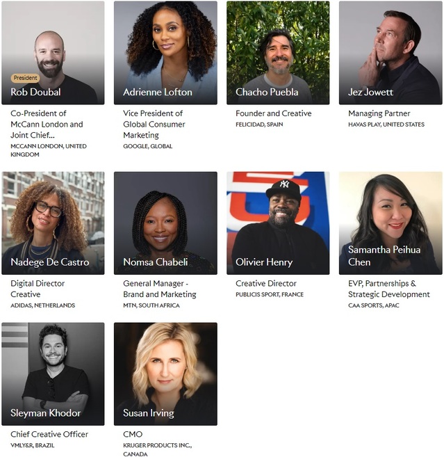 ▲ 엔터테인먼트 라이언즈 포 스포츠(Entertainment Lions for Sport) 심사위원단. ⓒCannes Lions