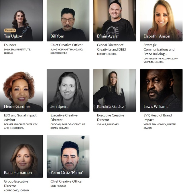 ▲ 글래스 라이언즈: 변화를 위한 라이언(Glass Lions: The Lion for Change) 심사위원단. ⓒCannes Lions