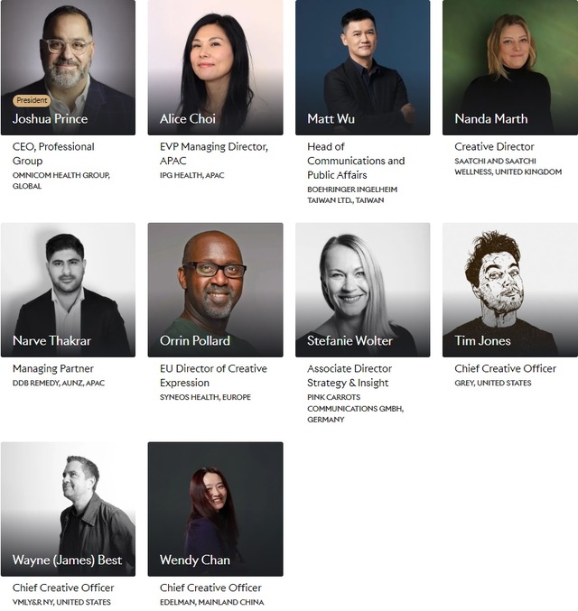 ▲ 파마 라이언즈(Pharma Lions) 심사위원단. ⓒCannes Lions