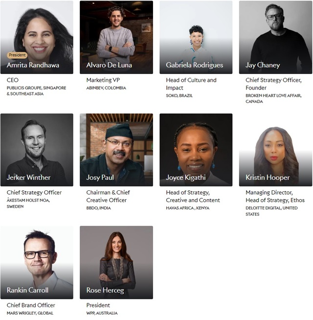 ▲ 크리에이티브 전략 라이언즈(Creative Strategy Lions) 심사위원단. ⓒCannes Lions