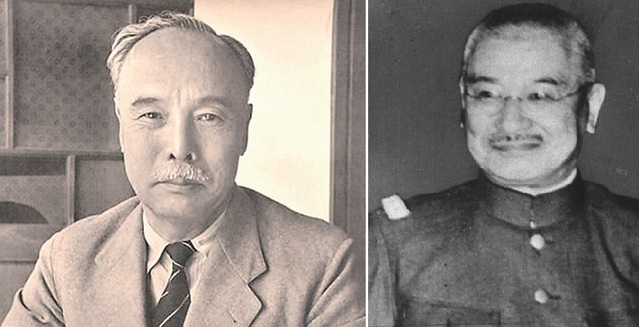 ▲ 여운형과 마지막 일본총독 아베 노부유키(오른쪽).