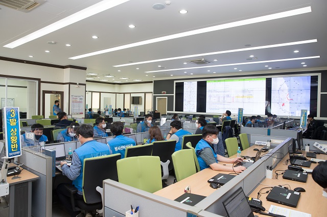 ▲ 한울원자력본부는 13일 한울3발전소 5호기 방사능방재 전체훈련을 실시했다.ⓒ한울본부