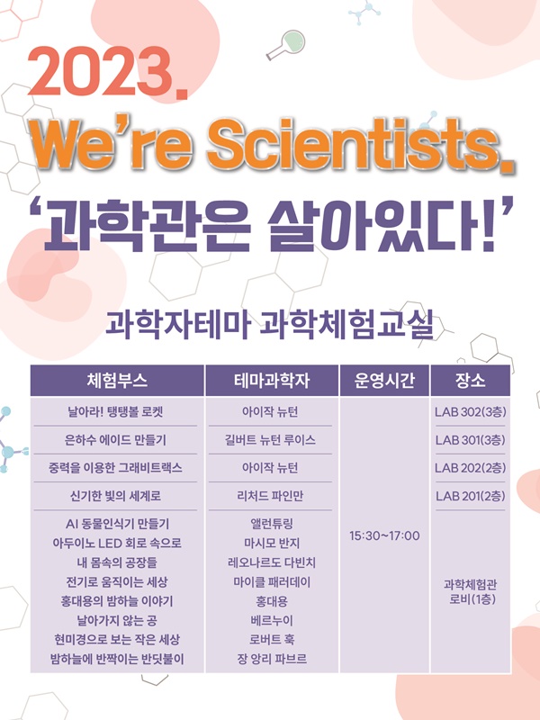 ▲ ‘2023. We’re Scientists. 과학관은 살아있다’포스터.ⓒ충북교육청