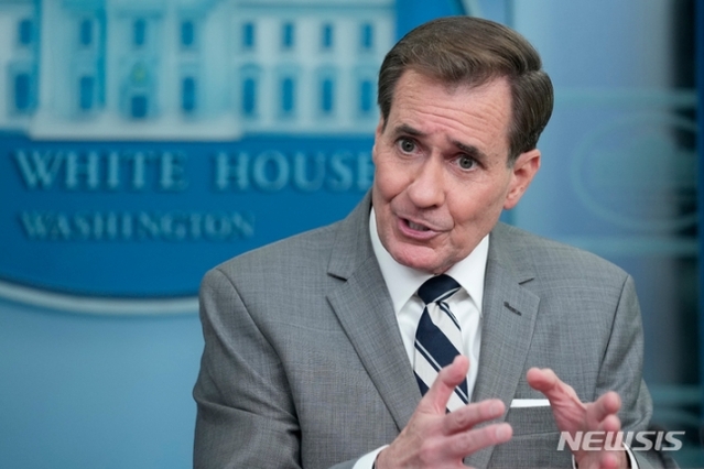 ▲ 20일(현지시간) 미국 워싱턴 백악관 일일 브리핑에서 존 커비 국가안보회의(NSC) 전략소통조정관이 발언하고 있다. ⓒAP/뉴시스