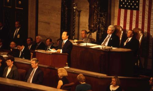 ▲ 김영삼 대통령 미 의회연설(1995) 모습