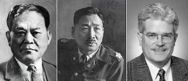 ▲ 조병옥 경무부장, 장택상 수도경찰청장, 브루스 커밍스.(왼쪽부터).ⓒ뉴데일리DB