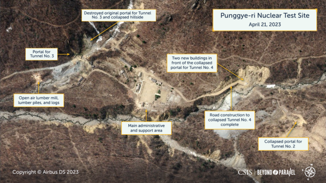 ▲ 지난달 21일 북한 풍계리 핵실험장 위성사진. ⓒ美 CSIS '분단을 넘어서' 관련보고서 캡쳐