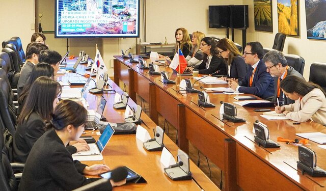 ▲ 22일 칠레 외교부 청사에서 한-칠레 FTA 7차 개선 협상이 진행되고 있다.ⓒ연합뉴스