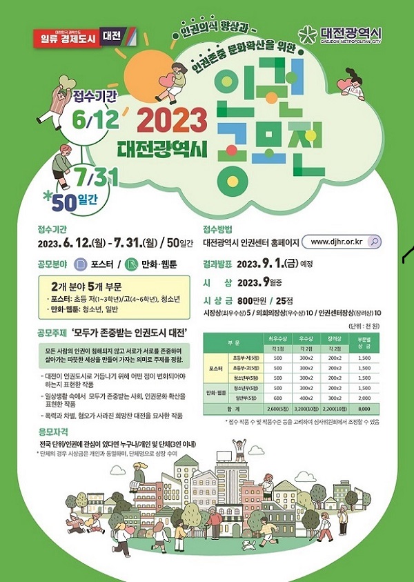 ▲ ‘2023년 대전시 인권공모전’포스터.ⓒ대전시
