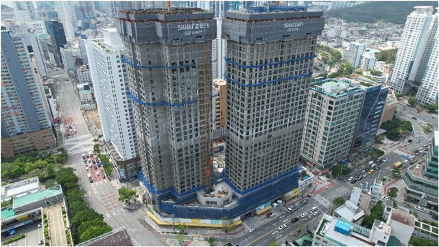 ▲ 부산 해운대구 '해운대 중동 스위첸' 시공 현장. ⓒKCC건설