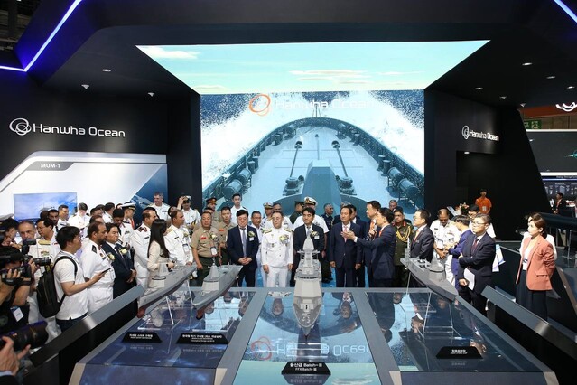 ▲ 'MADEX 2023' 한화오션 전시관. ⓒ한화오션