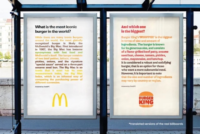 ▲ 맥도날드(좌)와 버거킹의 AI 활용 광고. ⓒ각사