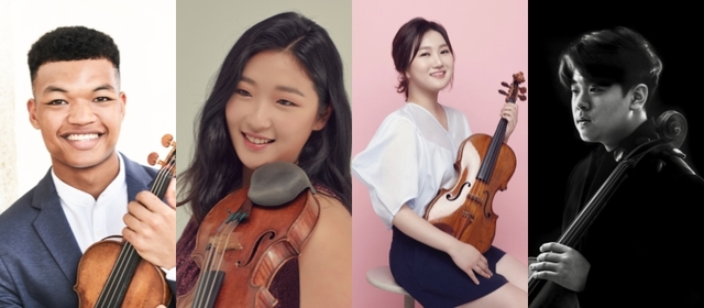 ▲ 왼쪽부터 바이올리니스트 랜들 구스비·박수예, 비올리스트 이해수, 첼리스트 한재민.ⓒ삼성문화재단