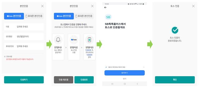 ▲ SB톡톡플러스 내 토스 본인확인서비스 프로세스. ⓒ저축은행중앙회