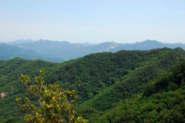 ▲ 악휘봉과 마분봉 산등성 뒤로 너울대는 배두대간.ⓒ진경수 山 애호가