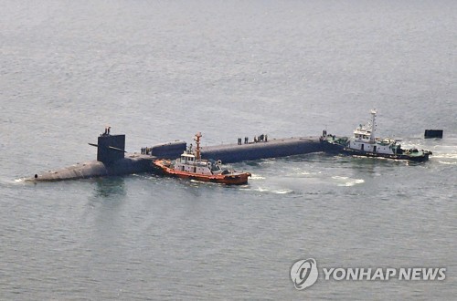 ▲ 미국 해군의 핵 추진 순항미사일 잠수함(SSGN) '미시건함'이 16일 부산 작전기지에 입항하고 있다. 2023.6.16 ⓒ연합뉴스