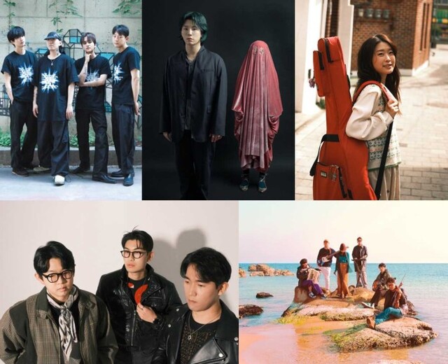 ▲ (왼쪽부터 시계방향순) 밴드 오붓·싱어송라이터 A.TRAIN·솜다·밴드 DUSKY80·3.14.ⓒ마포문화재단