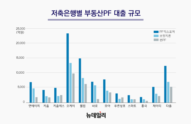 ▲ 저축은행별 부동산PF 대출 규모. ⓒ뉴데일리