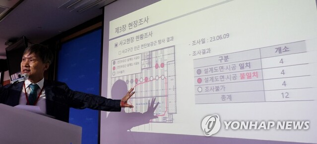 ▲ 홍건호 건설사고조사위원장(호서대 교수)이 5일 정부세종청사에서 인천 검단 아파트 지하주차장 붕괴사고 특별점검 및 위원회 조사 결과를 발표하고 있다. 230705 ⓒ연합뉴스