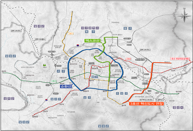 ▲ 도시철도망 구축계획 노선도.ⓒ대구시