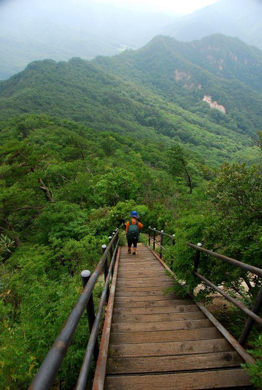 ▲ 계단을 내려가면서 바라본 산 풍경.ⓒ진경수 山 애호가