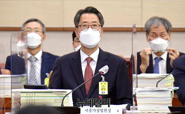 ▲ 김인겸 서울가정법원장이 2022년 10월21일 오전 국회에서 열린 법제사법위원회의 서울고등법원, 수원고등법원 등에 대한 국정감사에서 의원들의 질문에 답하고 있다. ⓒ이종현 기자