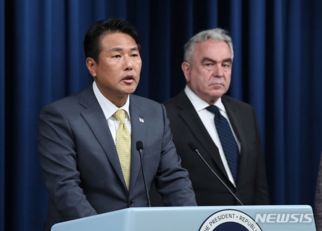 ▲ 김태효 국가안보실 제1차장과 커트 캠벨 국가안보회의(NSC) 인도·태평양 조정관이 18일 오후 서울 용산 대통령실 청사에서 한미 핵협의그룹 출범회의 관련 공동기자회견을 하고 있다. ⓒ뉴시스