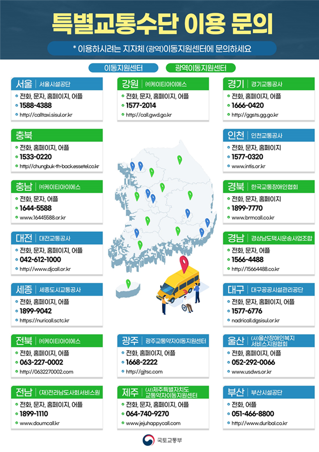 ▲ 특별교통수단 이용 문의 안내문.ⓒ국토교통부